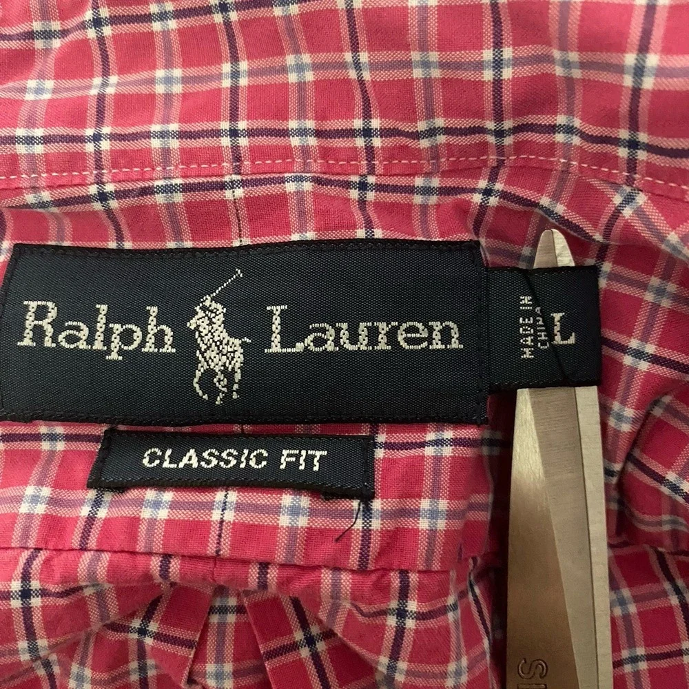 RALPH LAUREN Pink Multicolor Plaid Classic Fit Long Sleeve Button Up Shirt L - Picture 8 of 10